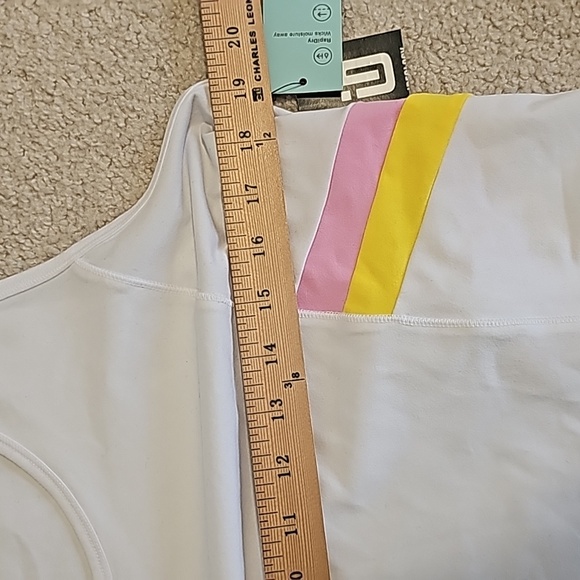 5/25 ❤️ Id Ideology Colorblocked Fitted Tank Top White Colorful Stripes - Picture 2 of 6